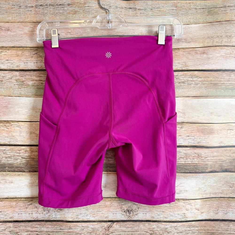 Athleta Women's Magenta Pink Ulitimate Stash Pocket 7" Biker Spandex Shorts XS - Picture 4 of 8